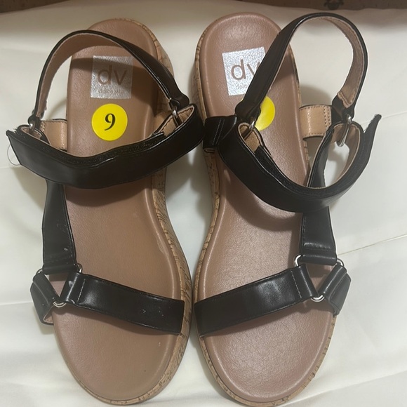 DV by Dolce Vita Black and Tan Sandals with Adjustable Buckles - Picture 1 of 5